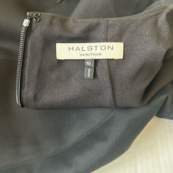 Halston Heritage Black A-line Mini Dress Size 10 - Picture 6 of 11
